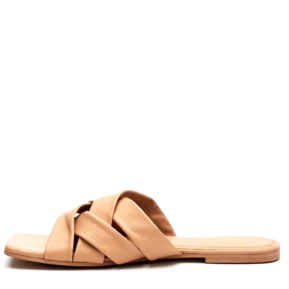 Natural Woven Slide Sandals Matisse Leather Pressure Size 7M Neutral Comfort - Picture 2 of 14